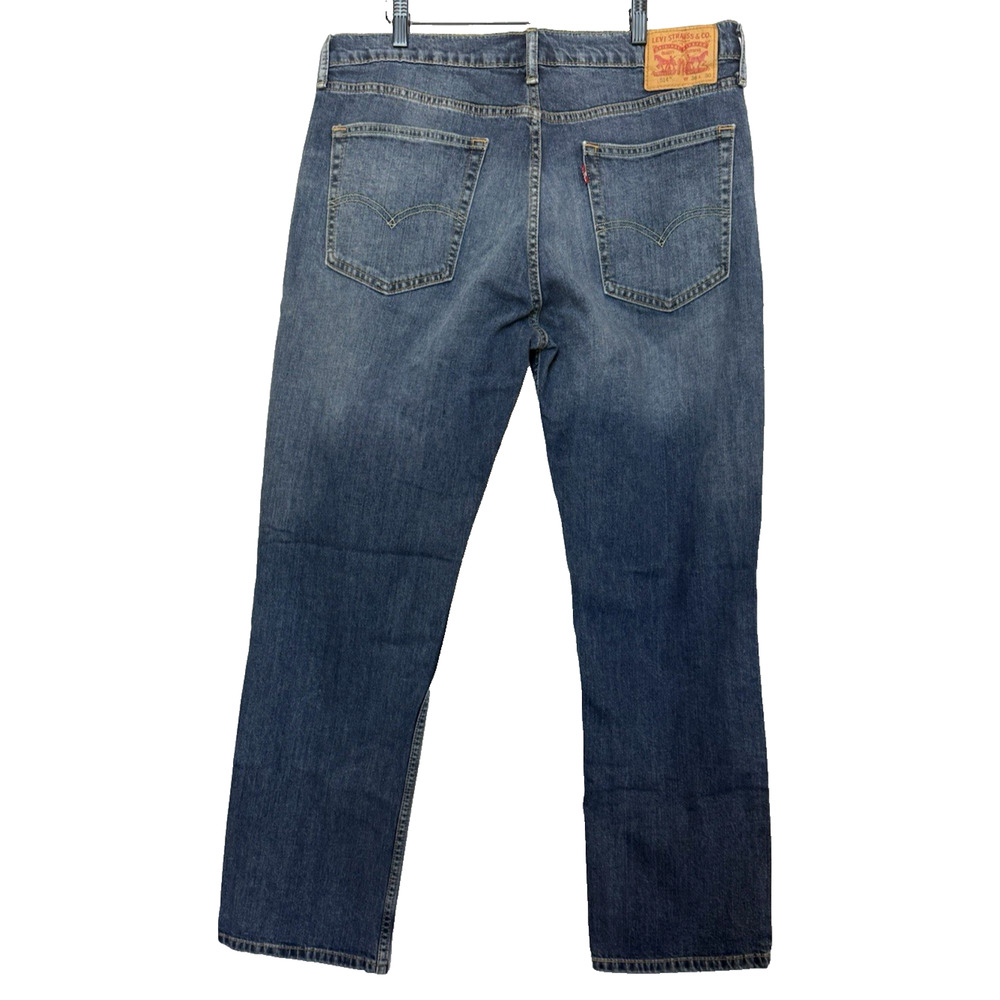 Levis 514 Mens Straight Leg Jeans 36 x 30 Medium Wash Denim Whiskered Preppy‎